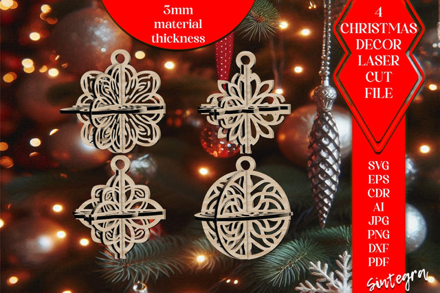 3DChristmas 4Balls Set SVG Laser Cut v28 SVG Sintegra 