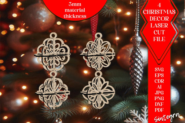 3DChristmas 4Balls Set SVG Laser Cut v29 SVG Sintegra 