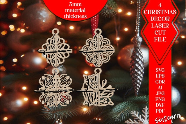 3DChristmas 4Balls Set SVG Laser Cut v31 SVG Sintegra 