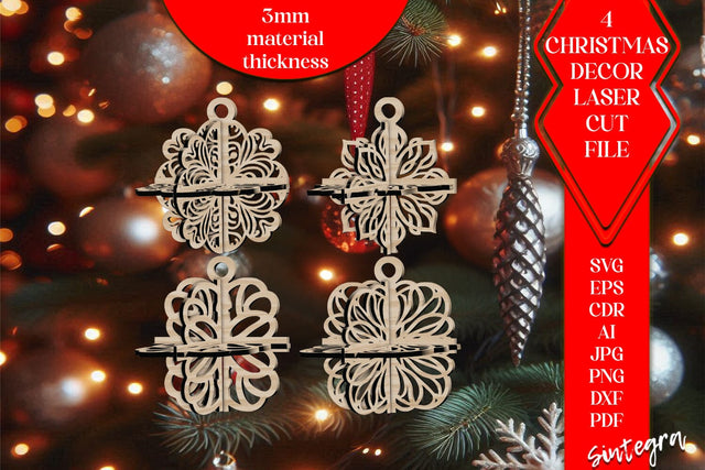 3DChristmas 4Balls Set SVG Laser Cut v33 SVG Sintegra 