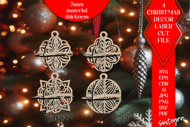3DChristmas 4Balls Set SVG Laser Cut v34 SVG Sintegra 