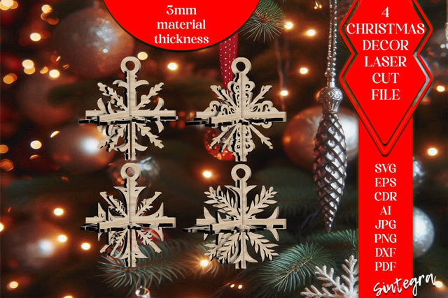 3DChristmas 4Balls Set SVG Laser Cut v36 SVG Sintegra 