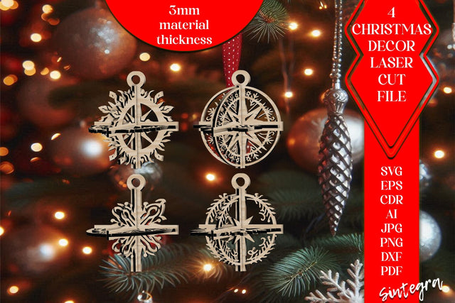 3DChristmas 4Balls Set SVG Laser Cut v38 SVG Sintegra 