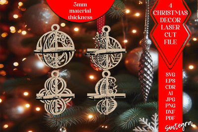 3DChristmas 4Balls Set SVG Laser Cut v42 SVG Sintegra 