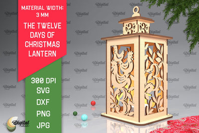 3st Day of Christmas Lantern Laser Cut. Merry Christmas SVG SVG Evgenyia Guschina 