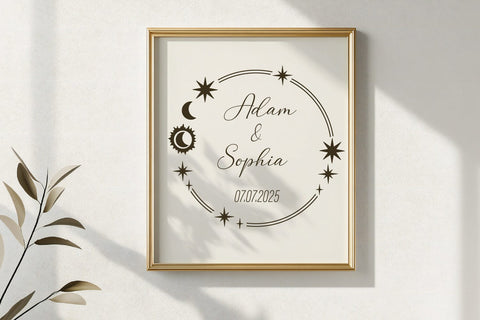 4 Celestial Frames SVG with Moon, Stars & Sun | Mystical Borders SVG Tafti Art 