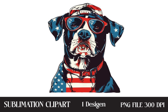 4 of July Patriotic Dog American Flag PNG ,Illustrator Clipart,Quotes and Sayings,Food & Drink,On Sale, Print & Cut Sublimation Newmockups 