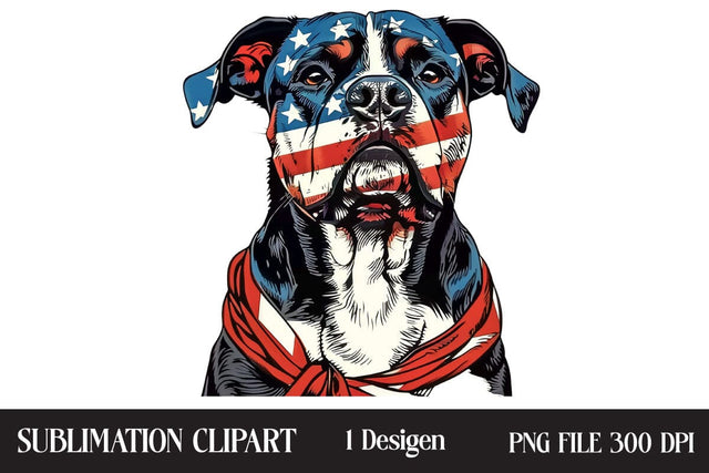 4 of July Patriotic Dog American Flag PNG ,Illustrator Clipart,Quotes and Sayings,Food & Drink,On Sale, Print & Cut Sublimation Newmockups 