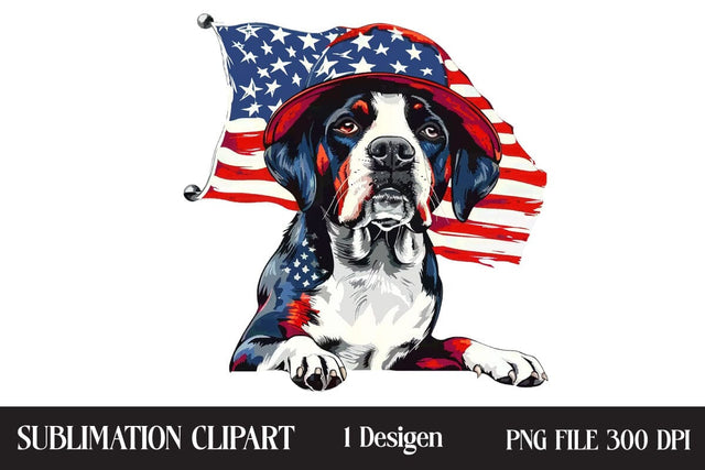 4 of July Patriotic Dog American Flag PNG ,Illustrator Clipart,Quotes and Sayings,Food & Drink,On Sale, Print & Cut Sublimation Newmockups 