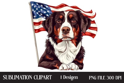 4 of July Patriotic Dog American Flag PNG ,Illustrator Clipart,Quotes and Sayings,Food & Drink,On Sale, Print & Cut Sublimation Newmockups 