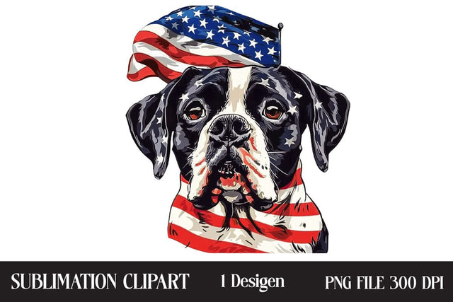 4 of July Patriotic Dog American Flag PNG ,Illustrator Clipart,Quotes and Sayings,Food & Drink,On Sale, Print & Cut Sublimation Newmockups 