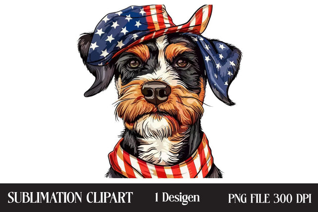 4 of July Patriotic Dog American Flag PNG ,Illustrator Clipart,Quotes and Sayings,Food & Drink,On Sale, Print & Cut Sublimation Newmockups 