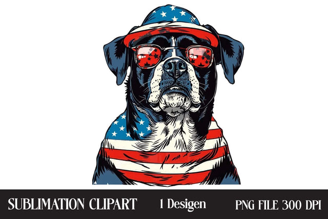 4 of July Patriotic Dog American Flag PNG ,Illustrator Clipart,Quotes and Sayings,Food & Drink,On Sale, Print & Cut Sublimation Newmockups 