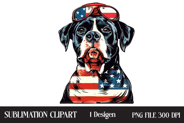 4 of July Patriotic Dog American Flag PNG ,Illustrator Clipart,Quotes and Sayings,Food & Drink,On Sale, Print & Cut Sublimation Newmockups 