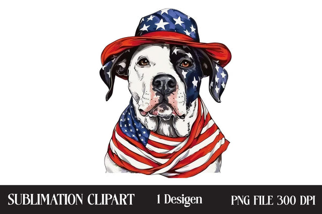 4 of July Patriotic Dog American Flag PNG ,Illustrator Clipart,Quotes and Sayings,Food & Drink,On Sale, Print & Cut Sublimation Newmockups 