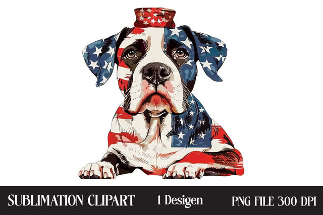 4 of July Patriotic Dog American Flag PNG ,Illustrator Clipart,Quotes and Sayings,Food & Drink,On Sale, Print & Cut Sublimation Newmockups 