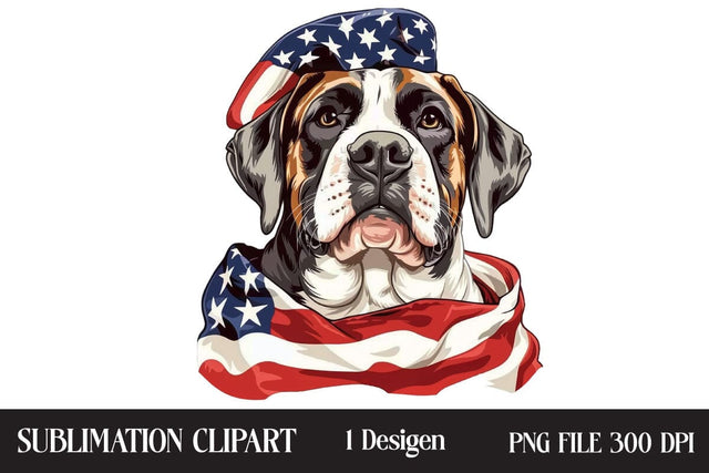 4 of July Patriotic Dog American Flag PNG ,Illustrator Clipart,Quotes and Sayings,Food & Drink,On Sale, Print & Cut Sublimation Newmockups 
