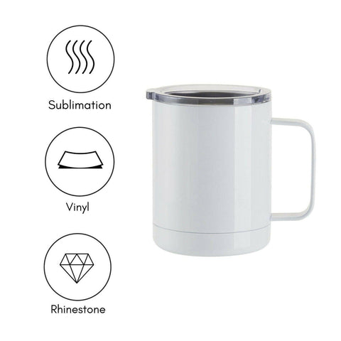 4 Pack 10oz Stainless Steel Coffee Cups – White Sublimation-Ready Insulated Mugs Physical Craft Express 