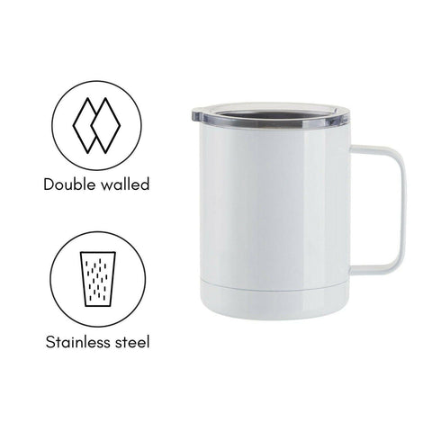 4 Pack 10oz Stainless Steel Coffee Cups – White Sublimation-Ready Insulated Mugs Physical Craft Express 