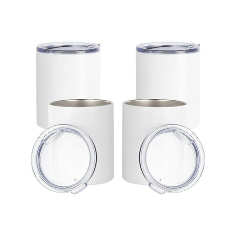 4 Pack 10oz Stainless Steel Sublimation Lowballs with Lids Physical Craft Express 