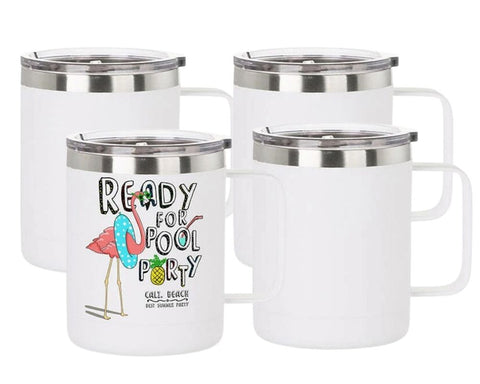 4 Pack 12oz Powder Coated Stainless Steel Mugs | White or Black | Laser-Ready Blanks Physical Craft Express 
