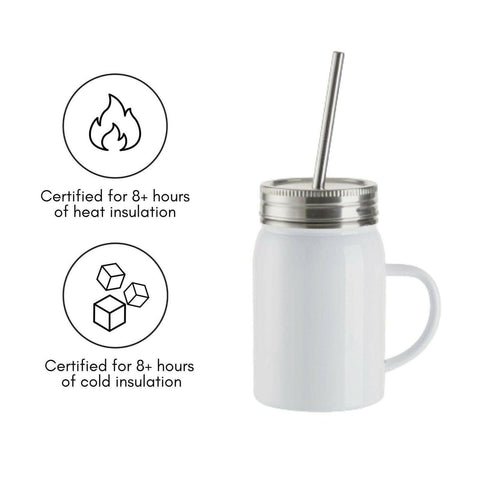 4 Pack 17oz Stainless Steel Handled Mason Jars with Straws Physical Craft Express 