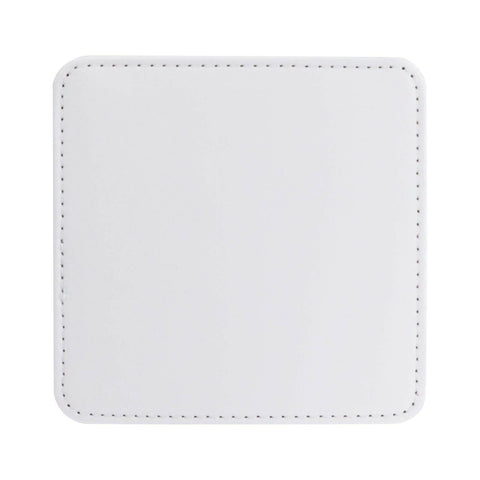 4 Pack Square Vegan Leather Sublimation Coasters – 4" x 4" White Physical Craft Express 