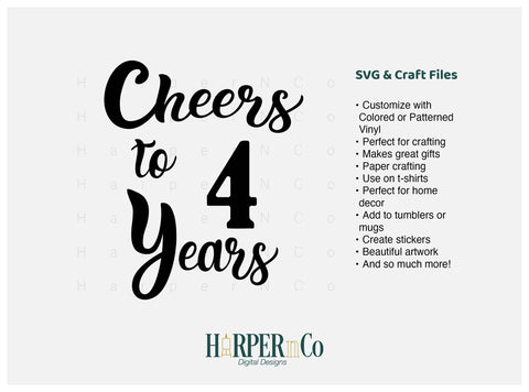 4 Year SVG PNG Cut EPS File SVG HarperNCo 