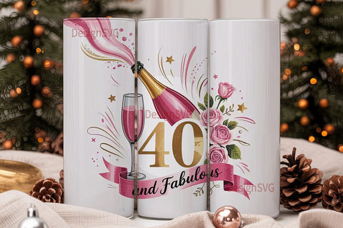 40 and Fabulous Tumbler Wrap Sublimation DesignSVG 