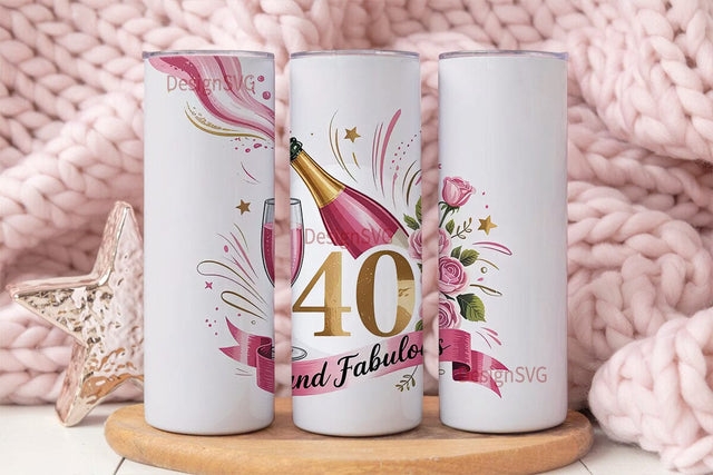 40 and Fabulous Tumbler Wrap Sublimation DesignSVG 