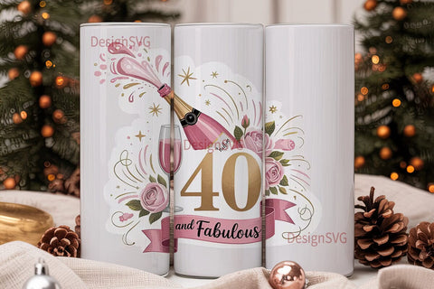 40 and Fabulous Tumbler Wrap Sublimation DesignSVG 