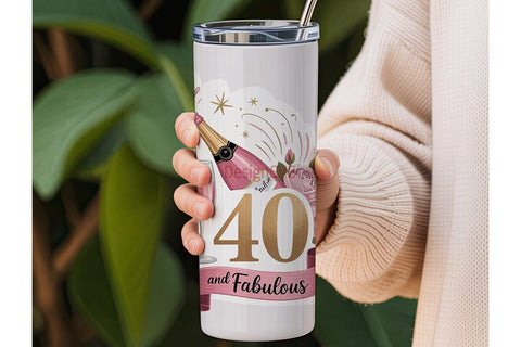 40 and Fabulous Tumbler Wrap Sublimation DesignSVG 