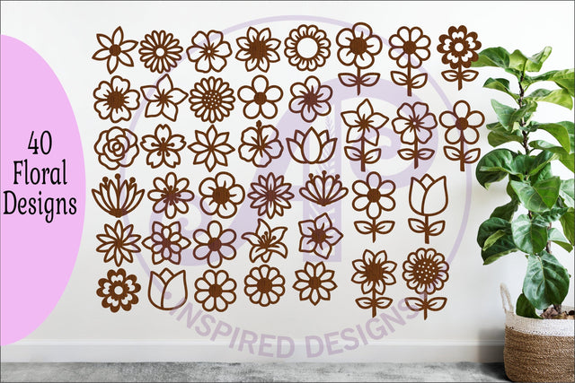 40 Flower SVG Bundle, Floral Cut Files, Laser Cut Flowers SVG APInspireddesigns 