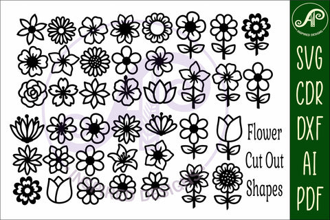 40 Flower SVG Bundle, Floral Cut Files, Laser Cut Flowers SVG APInspireddesigns 