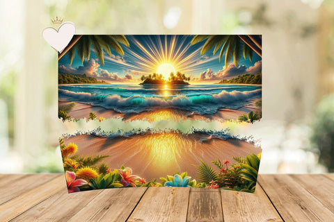 40 oz Beach Sunset Tumbler Sublimation Design PNG Sublimation BijouBay 