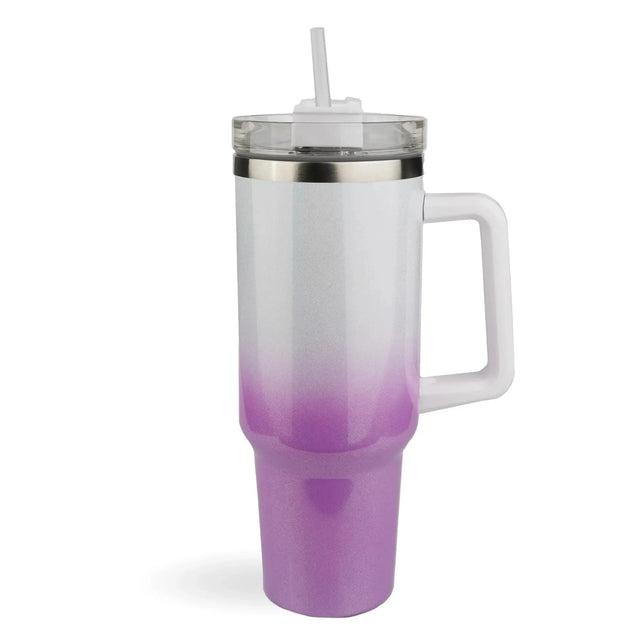40 oz Handled Tumbler Shimmer Ombre- White & Purple Physical DIY Craft Warehouse 