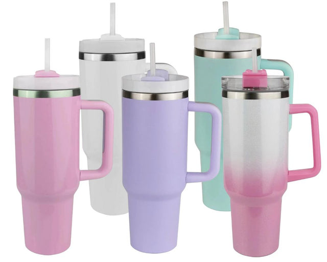 40 oz Handled Tumblers in Matte, Shimmer and Glossy Physical DIY Craft Warehouse 