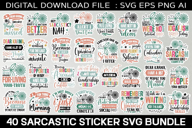 40 Sarcastic Sticker Svg Bundle SVG designmaster24 