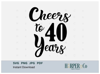 40 Year SVG PNG Cut EPS File SVG HarperNCo 