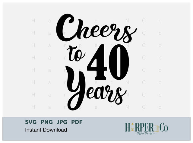 40 Year SVG PNG Cut EPS File SVG HarperNCo 