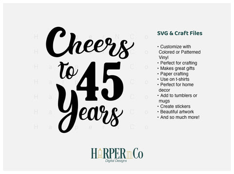 45 Year SVG PNG Cut EPS File SVG HarperNCo 