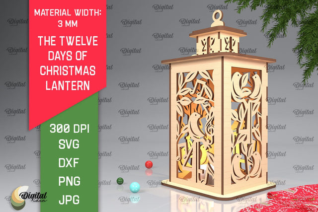 4st Day of Christmas Lantern Laser Cut. Merry Christmas SVG SVG Evgenyia Guschina 