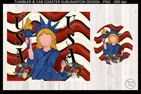 4th OF JULY 12oz STRAIGHT TUMBLER WRAP AND CAR COASTER STATUE OF LIBERTY SUBLIMATION PNG PRINTABLE DIGITAL DOWNLOAD.jpg