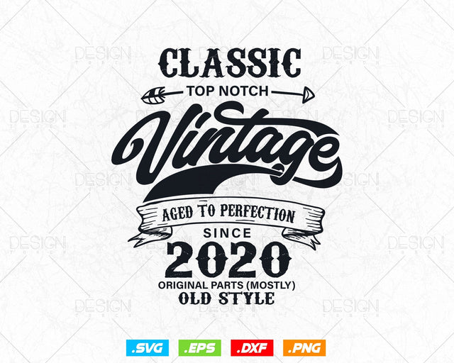 4th Birthday Svg,Vintage 2020,4 Years Old,Birthday Gifts,Birthday Party,Birthday Boy,Vintage Birthday,Craft Machine Files,Gift for Him,Birthday Gift Idea,Original Parts,Aged To Perfection,Cricut Cut Files Svg SVG DesignDestine 