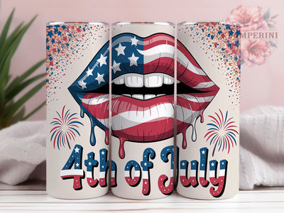 4th July American Flag Mouth Tumbler, 4th Of July Tumbler Wrap, Patriotic Lips Sublimation, Red White Blue Tumbler, USA Flag Lips Design, Independence Day Tumbler Sublimation Li Zamperini 