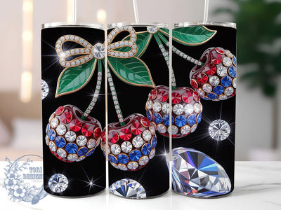 4th July Cherry Bow 20oz Tumbler, Cherry Coquette Design, Patriotic Sublimation PNG, Independence Day Wrap, 20oz Holiday Tumbler, Stylish Cherry Bow PNG, Festive Coquette Tumbler Sublimation ToriDesigns 