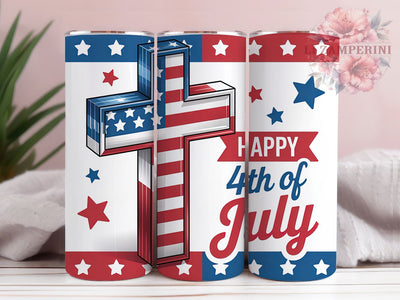 4th July Cross Design 20oz Tumbler, USA Flag Wrap, Sublimation Gift, Patriotic Mug, 20oz Tumbler Design, USA Graphic, American Pride Theme Sublimation Li Zamperini 