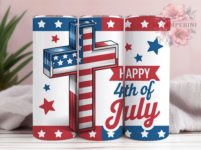 4th July Cross Design 20oz Tumbler, USA Flag Wrap, Sublimation Gift, Patriotic Mug, 20oz Tumbler Design, USA Graphic, American Pride Theme Sublimation Li Zamperini 