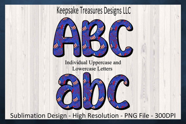 4th July Fireworks, Caps and Lower Case, Alphabet png Clipart, Patriotic letters, Sublimation Png, Digital Download Sublimation Keepsake Treasures Designs LLC. 