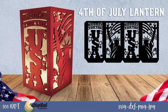 4th July Paper Lantern SVG. Independence Day Paper Cut SVG Evgenyia Guschina 